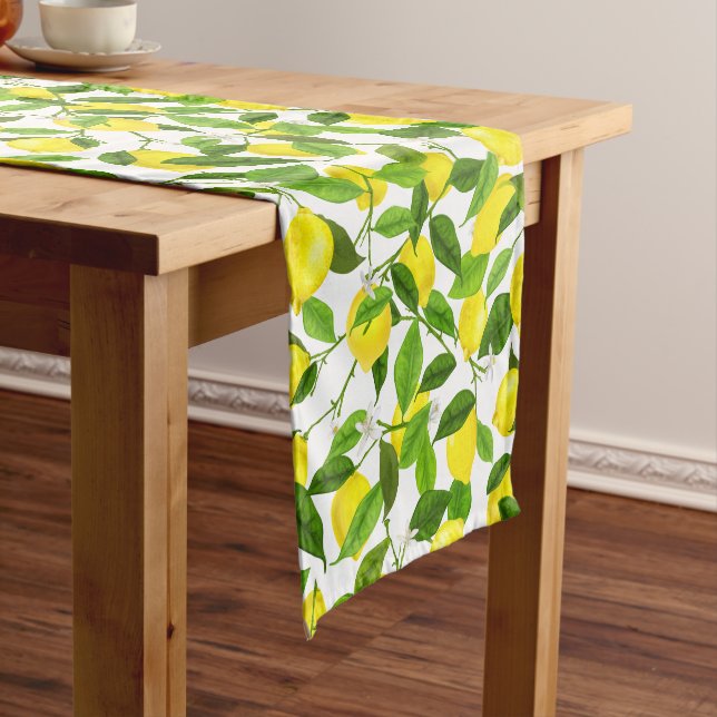 Watercolor Lemon Short Table Runner (In Situ)