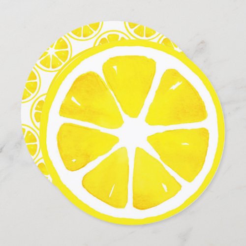 Watercolor Lemon Slice and Pattern Invitation