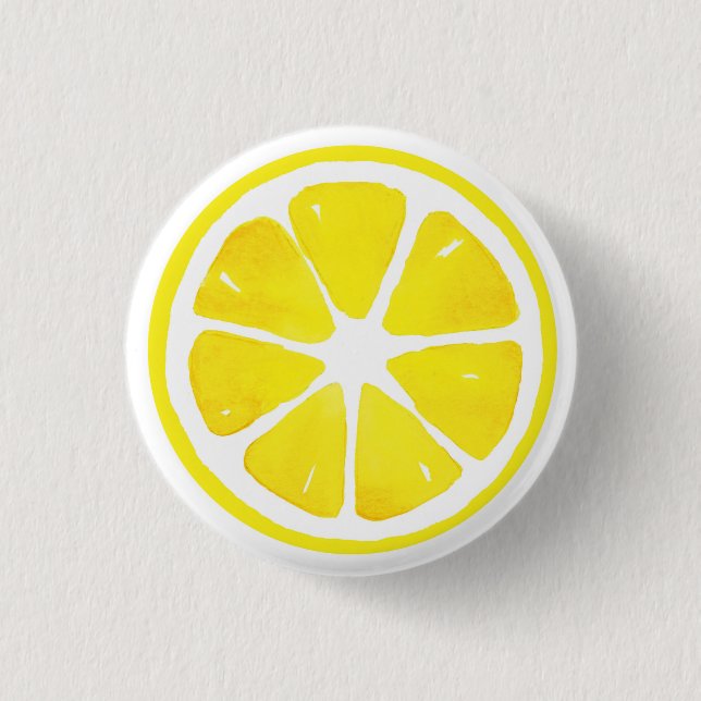 Watercolor Lemon Slice Button (Front)