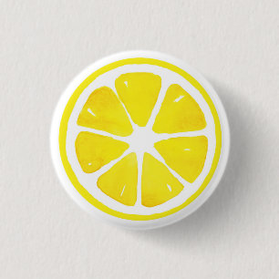 Watercolor Lemon Slice Button