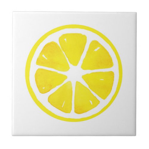 Watercolor Lemon Slice  Ceramic Tile