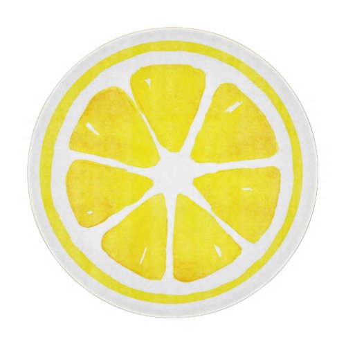 Watercolor Lemon Slice   Cutting Board