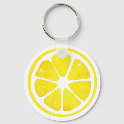 Watercolor Lemon Slice  Keychain