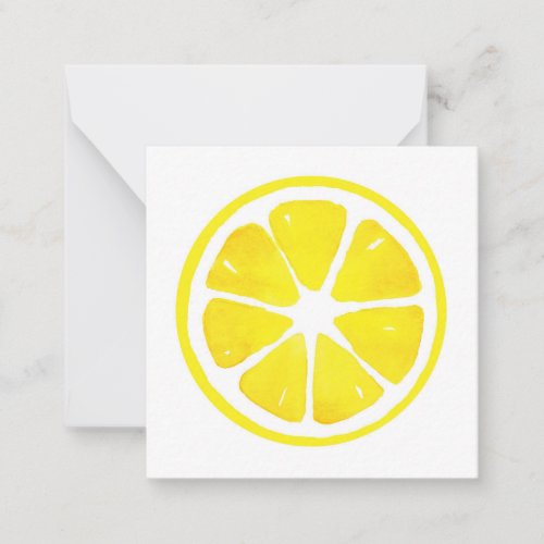 Watercolor Lemon Slice  Note Card