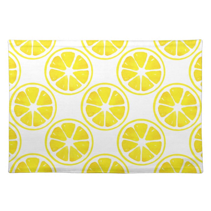 Watercolor Lemon Slice Pattern Cloth Placemat Zazzle