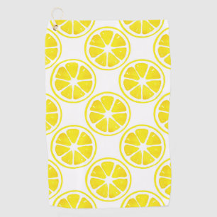 Watercolor Lemon Slice Pattern Golf Towel