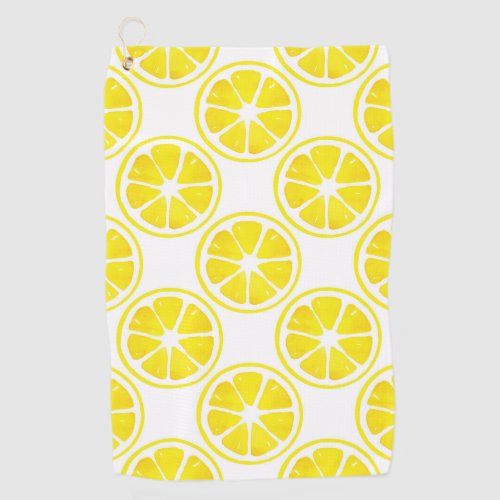 Watercolor Lemon Slice Pattern   Golf Towel