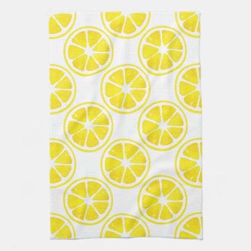 Watercolor Lemon Slice Pattern   Kitchen Towel