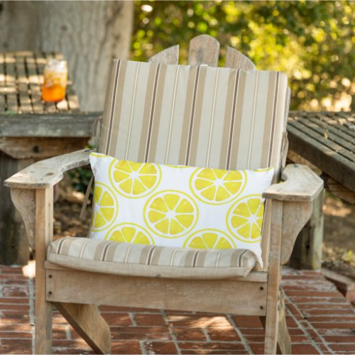 Watercolor Lemon Slice Pattern  Lumbar Pillow