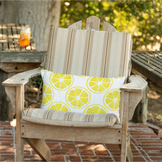 Watercolor Lemon Slice Pattern  Lumbar Pillow (Chair)