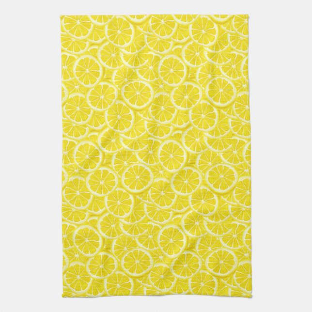 Watercolor Lemon Slices Kitchen Towel (Vertical)