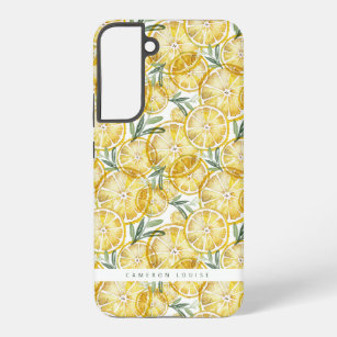 Watercolor Lemon Slices Pattern Personalized Samsung Galaxy S22+ Case
