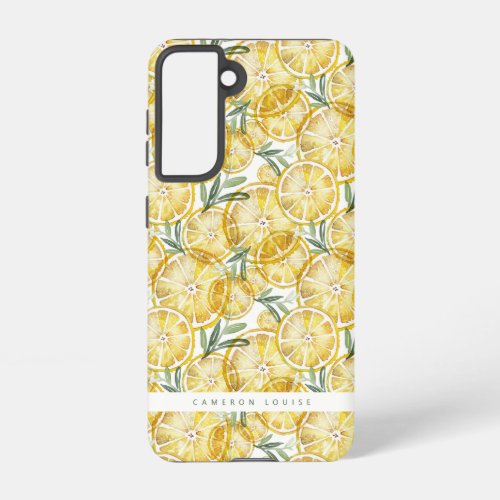 Watercolor Lemon Slices Pattern Personalized Samsung Galaxy S21 Case