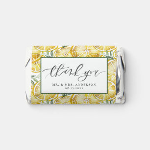 Watercolor Lemon Slices Pattern Wedding Thank You Hershey's Miniatures