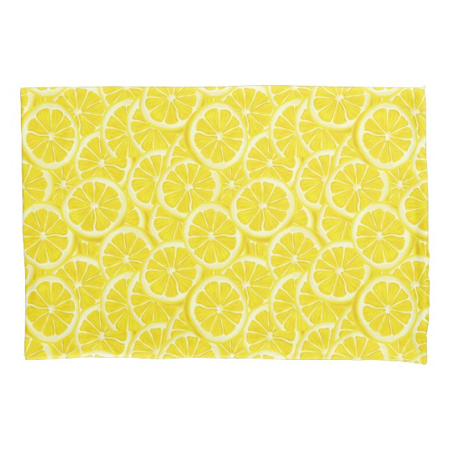 Watercolor Lemon Slices Pillow Case (Front-Left)