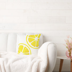 Watercolor Lemon Slices Throw Pillow