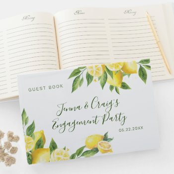 Watercolor Lemon Special Occasion Guest Book by starstreamdesign at Zazzle