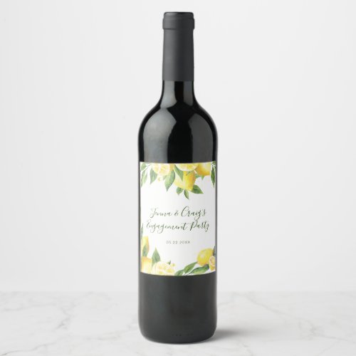 Watercolor Lemon Special Occasion Wine Label