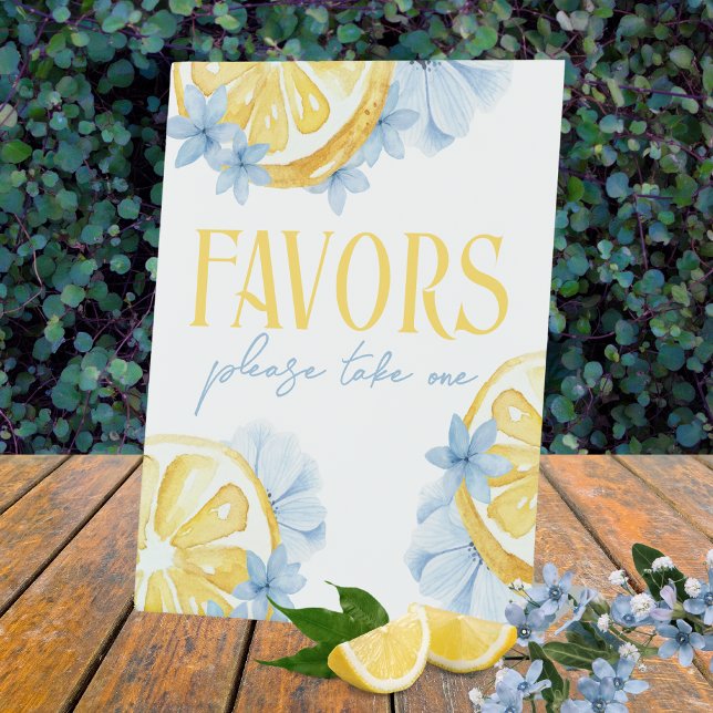 Watercolor Lemon Standing Favor Pedestal Sign (Lemon & Flower Standing Pedestal Favor Sign. Perfect for lemon baby shower, wedding or bridal shower)