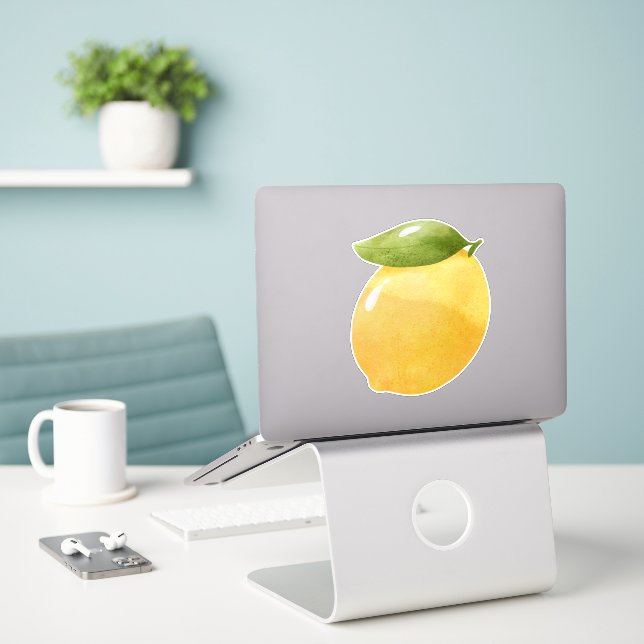 Watercolor Lemon Sticker (Laptop On Desk)