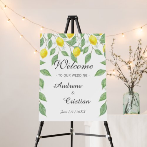  Watercolor Lemon Summer Wedding Welcome Sign