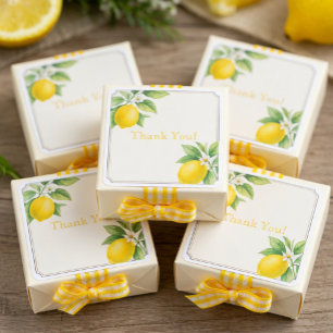 Watercolor Lemon Thank You Square Sticker
