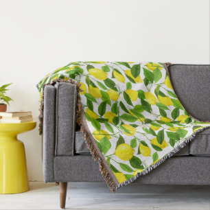 Watercolor Lemon Throw Blanket