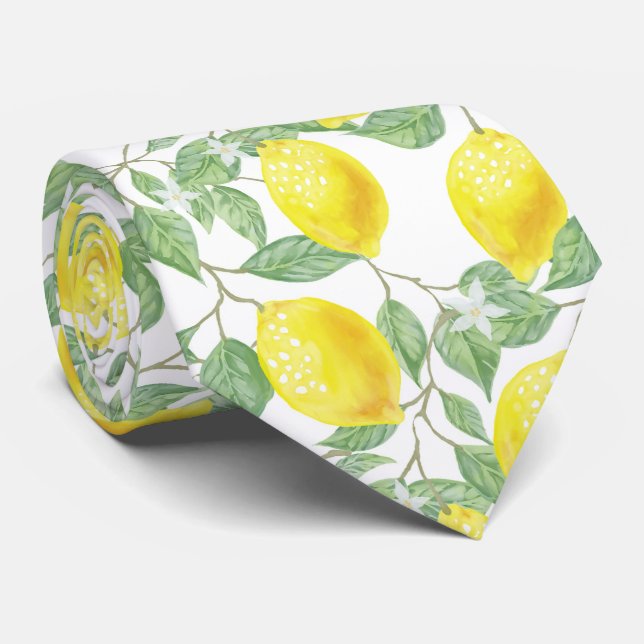 Watercolor Lemon Tie (Rolled)