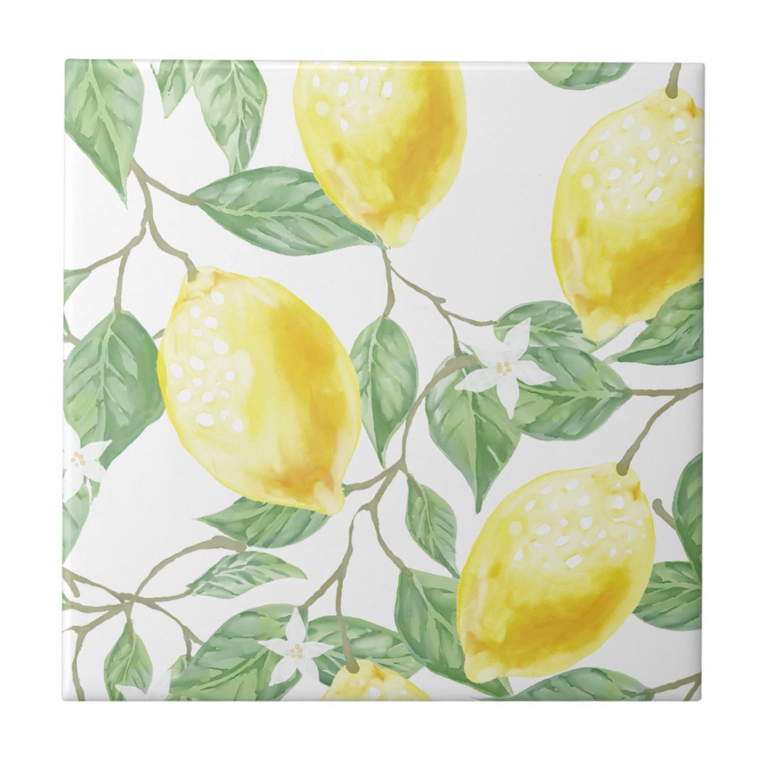 Watercolor Lemon Tile | Zazzle