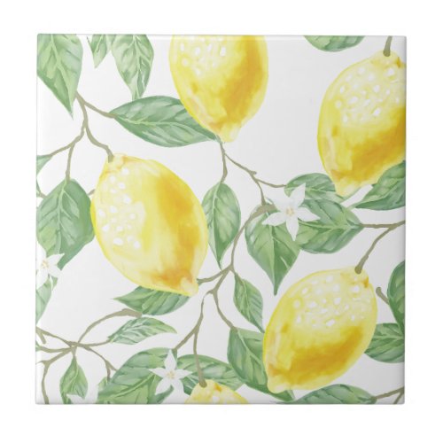 Watercolor Lemon Tile