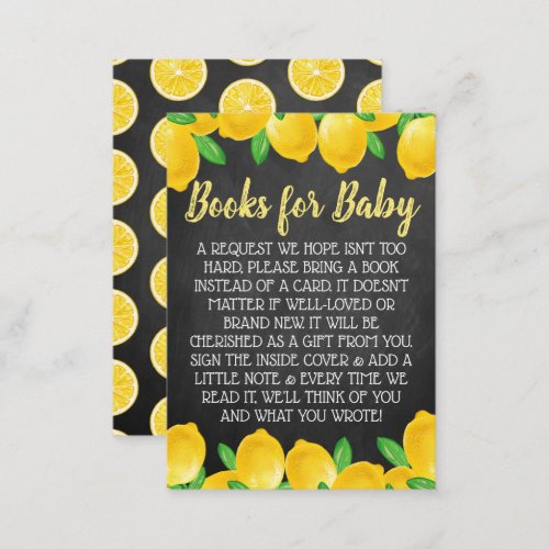 Watercolor Lemon Tree Baby Shower Book Request Enclosure Card