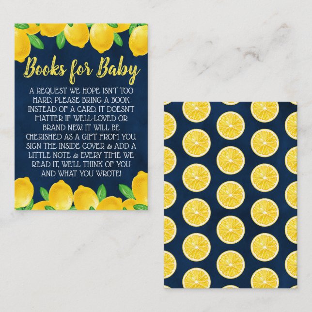 Watercolor Lemon Tree Baby Shower Book Request Enclosure Card (Front/Back)