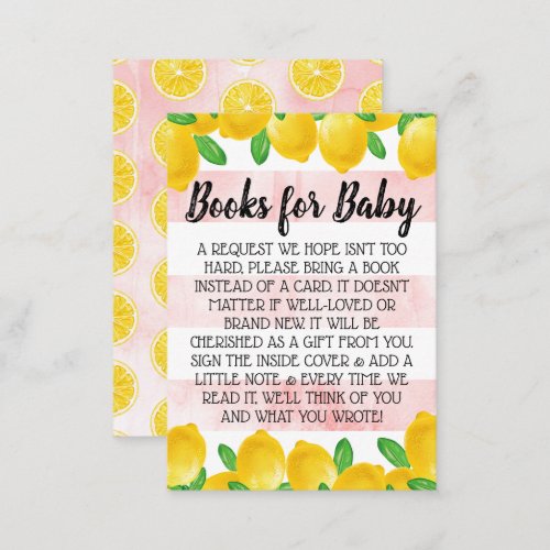 Watercolor Lemon Tree Baby Shower Book Request Enclosure Card