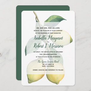 Watercolor Lemon Tree Branch Wedding invitation