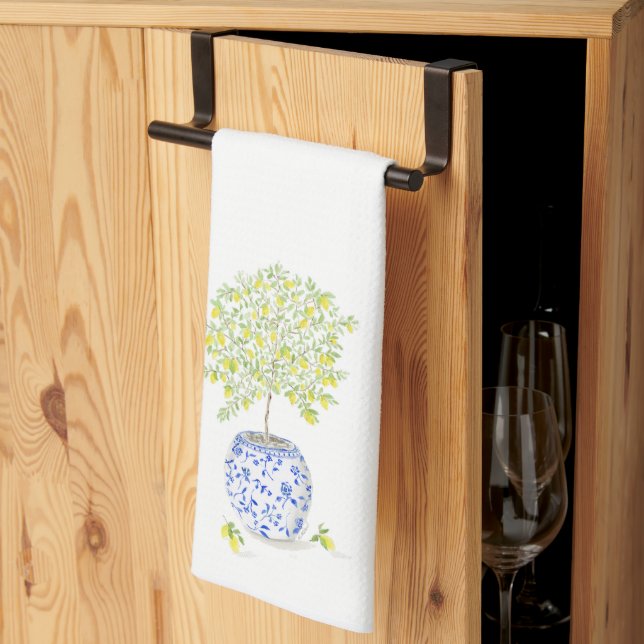 Watercolor Lemon Tree Kitchen Towel (Thirds Fold)