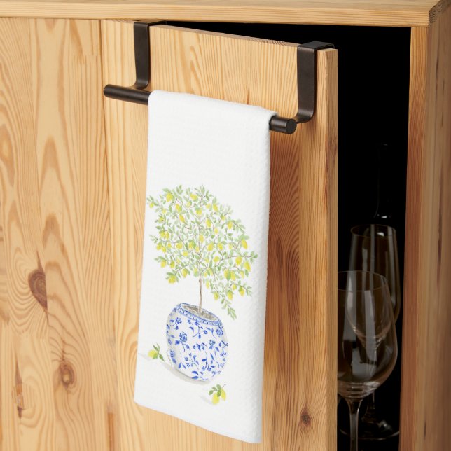 Watercolor Lemon Tree Kitchen Towel (Thirds Fold)