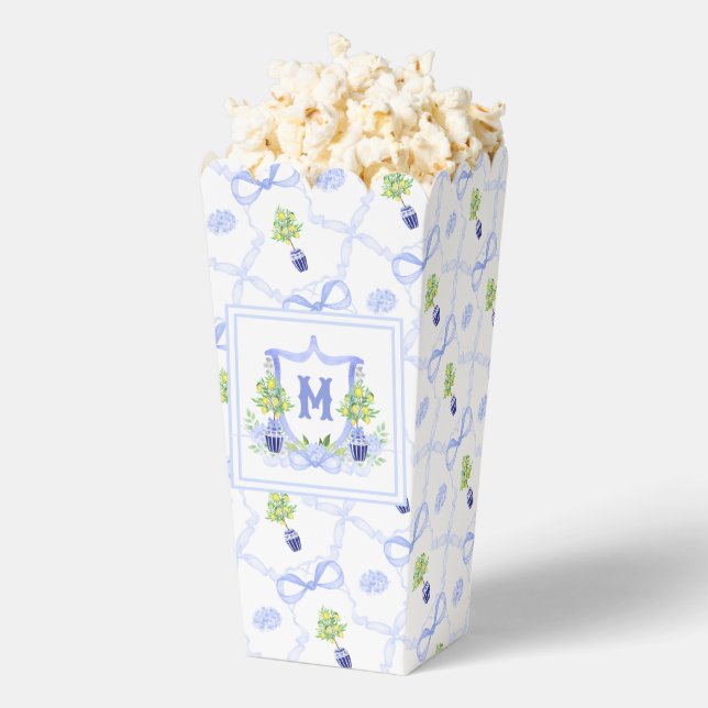 Watercolor Lemon Tree Monogram Crest Favor Boxes (Popped)