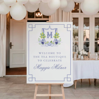 Watercolor Lemon Tree Monogram Crest Foam Board