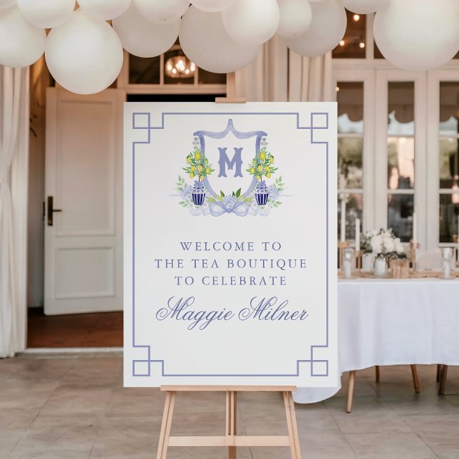 Watercolor Lemon Tree Monogram Crest Foam Board (Creator Uploaded)