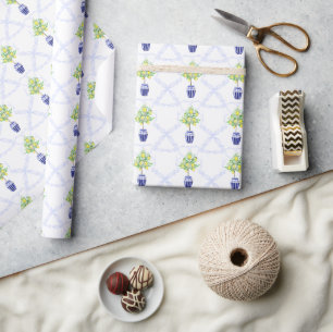 Watercolor Lemon Tree Monogram Crest Wrapping Paper