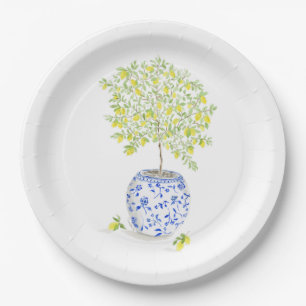 Watercolor Lemon Tree Paper Plates