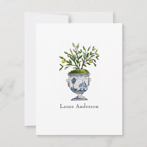 Watercolor Lemon tree topiary flat Thank You Card