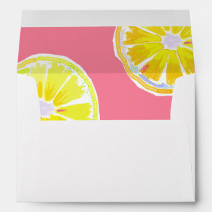 Watercolor Lemon Watercolor with Pink Background Envelope