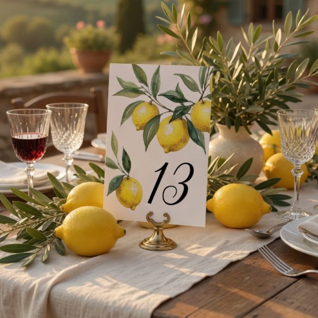Watercolor Lemon Wedding Citrus Table Number (Creator Uploaded)