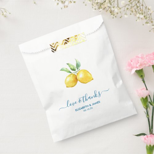 Watercolor Lemon Wedding Favor Bags