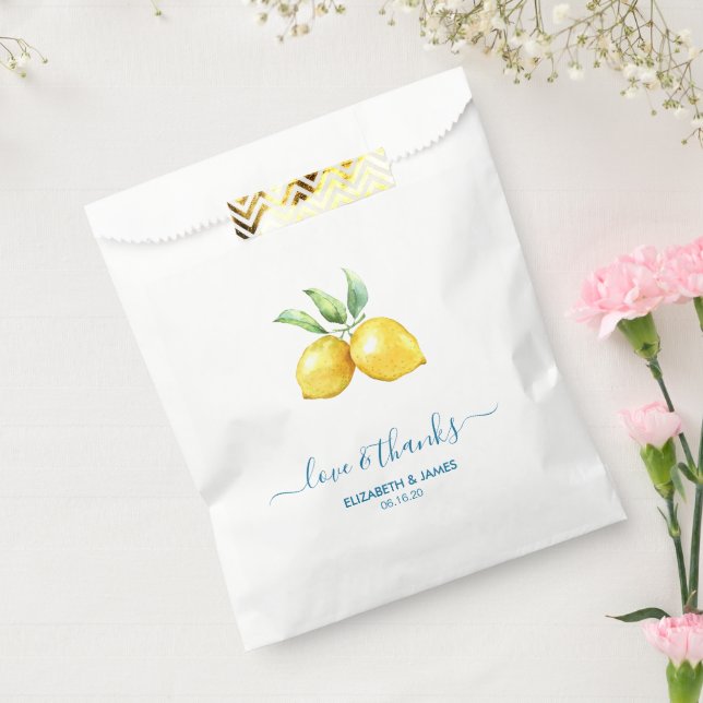 Watercolor Lemon Wedding Favor Bags (Sealed)