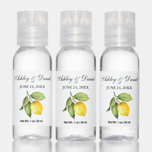 Watercolor Lemon Wedding Hand Sanitizer