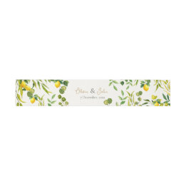 Watercolor Lemon Wedding Invitation Belly Band