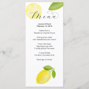 Watercolor Lemon Wedding Menu