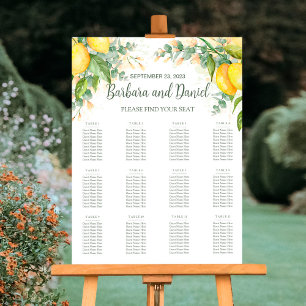 Watercolor Lemon Wedding Seating Chart Foam Board